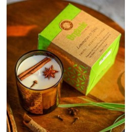 200 g. Organic Goodness Smudge Candle in ORSCA200 Gold Foil Glass JarLemongrass & Spice - zdjęcie produktu