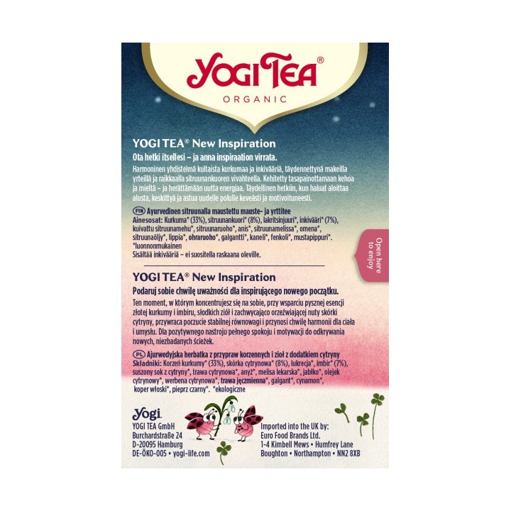 NEW INSPIRATION BIO YOGI TEA 17x2,0 g - zdjęcie produktu