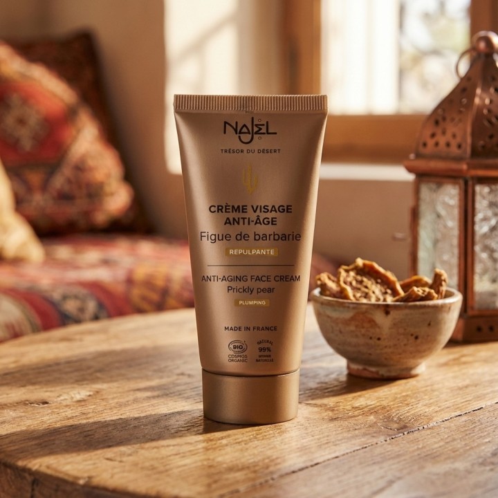 Face cream - antiwrinkle OO + BLO + Cactus seed oil + Damascus rose water + Cactus and horse chestnut extracts Cosmos Organic c 