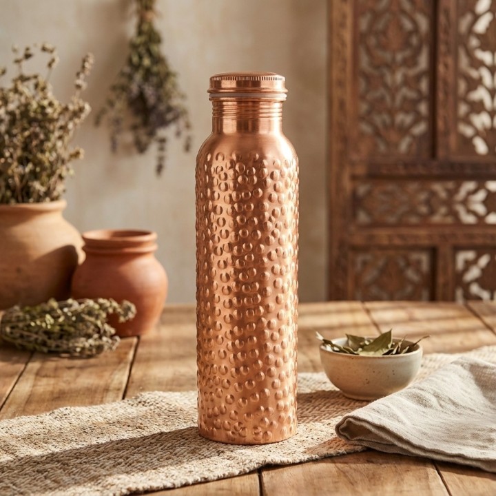 BUTELKA MIEDZIANA Wykończenie Półmat - Perłowy wzór, 950ml Ayur Water [SE 219] - zdjęcie produktu
