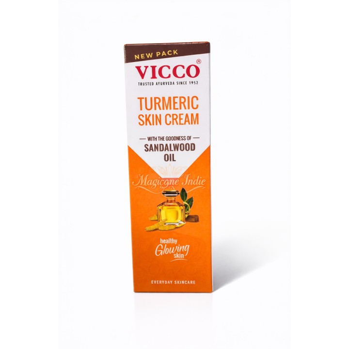 Krem do Twarzy z Kurkumą i Olejkiem Sandałowym na zaskórniki trądzik cera tłusta 50g Vicco - zdjęcie produktu