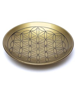 Brass plate with flower of life design 15 cm