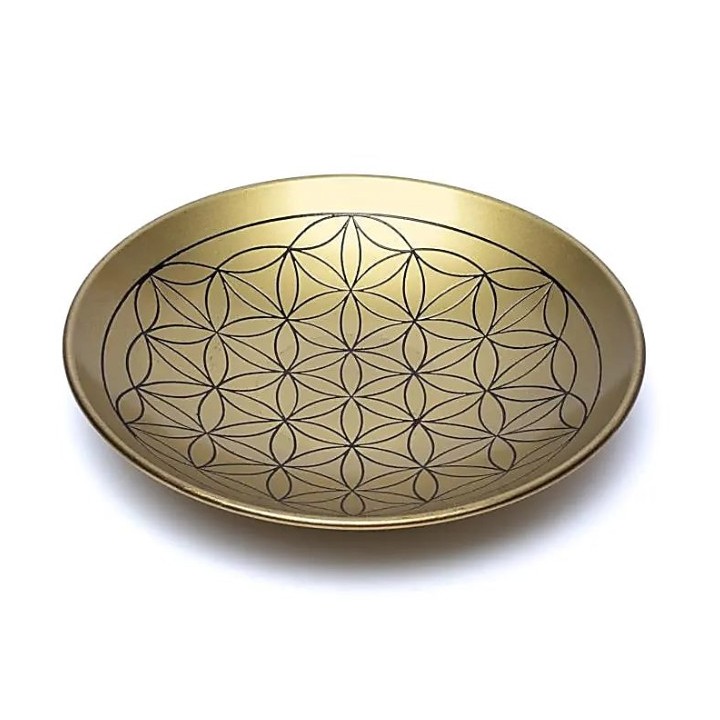 Brass plate with flower of life design 15 cm