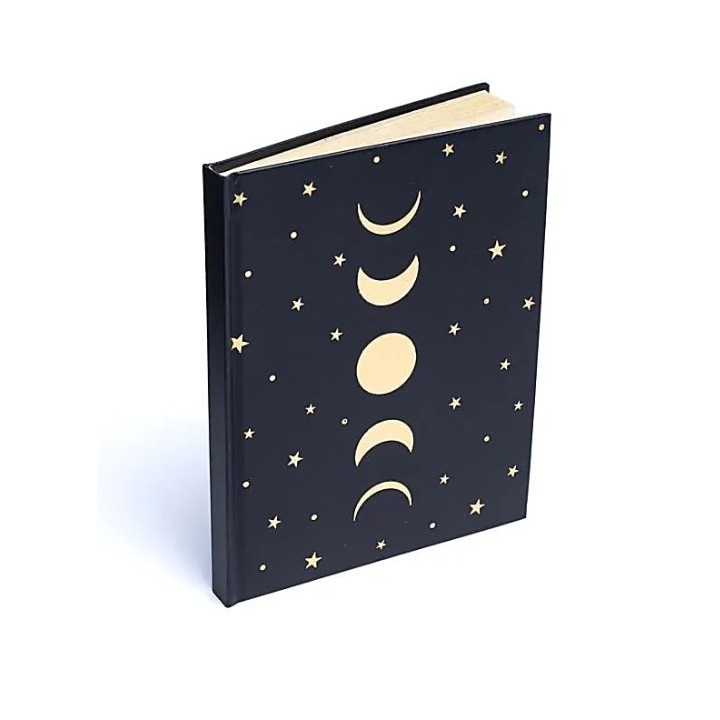 Notebook moon phases & stars black 15x21 cm