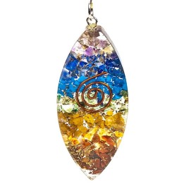 Orgonite oval shaped pendant multicoloured 5 cm