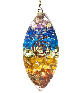 Orgonite oval shaped pendant multicoloured 5 cm