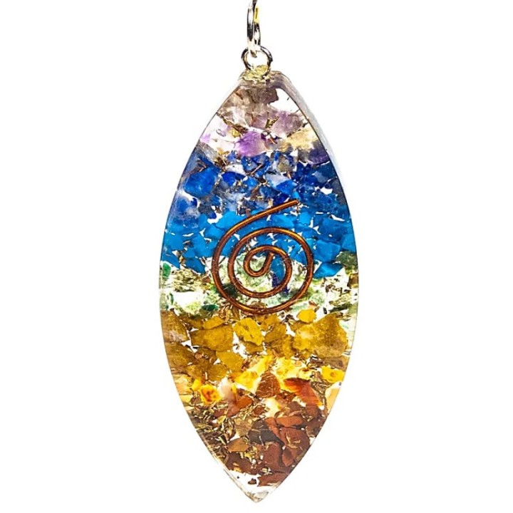 Orgonite oval shaped pendant multicoloured 5 cm