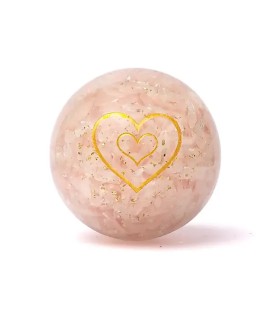 Orgonitowa kula z różowego kwarcu z sercem ±5.5cm