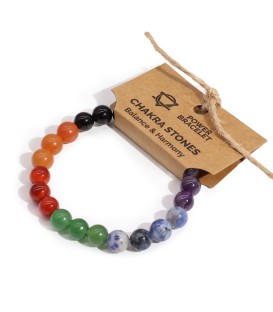 Bransoletka mocy 7 czakr z kamieni naturalnych 8 mm elastyczna