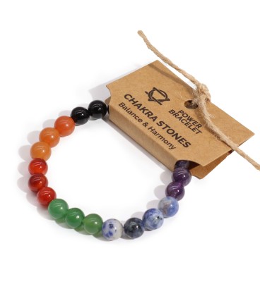 Bransoletka mocy 7 czakr z kamieni naturalnych 8 mm elastyczna - zdjęcie główne produktu