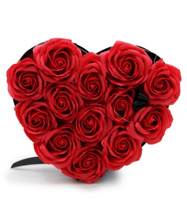 Bukiet Kwiatów Mydlanych 13 Czerwonych Róż w Kształcie Serca - zdjęcie główne produktu