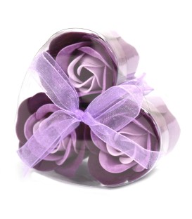 Zestaw 3 Pudelek Serce Kwiaty Mydlane Lawendowe Roze