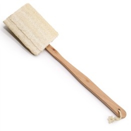 Szczotka kąpielowa z naturalnej luffy z długą rączką do pleców