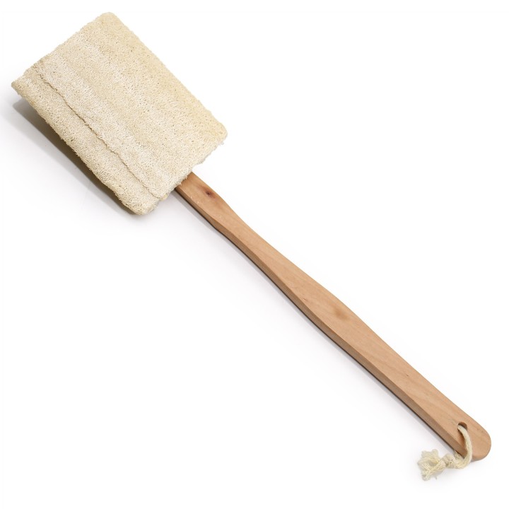Szczotka kąpielowa z naturalnej luffy z długą rączką do pleców