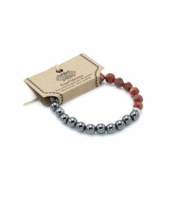 Bransoletka magnetyczna z fasetowanego czerwonego jaspisu - zdjęcie główne produktu