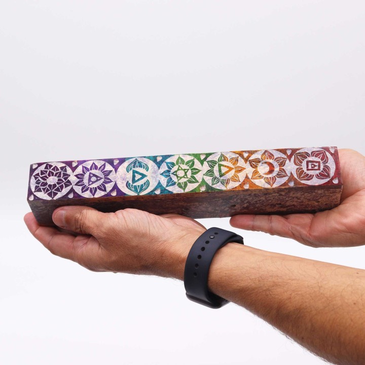 Pudełko na kadzidełka z kamienia mydlanego 25 cm Chakra