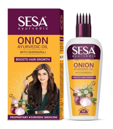 Olejek do włosów Cebulowy z Bringaraj AYURVEDIC ONION OIL WITH BHRINGRAJ 100ml  SESA - zdjęcie główne produktu