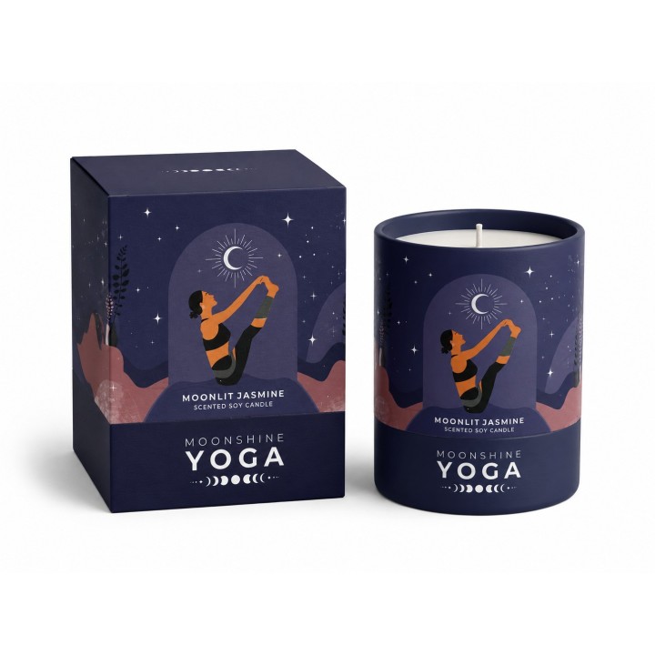 128 g. Moonshine Yoga Soy Scented Candle in Glass Jar in Tube Packaging MYCAT128 Moonlit Jasmine - zdjęcie produktu