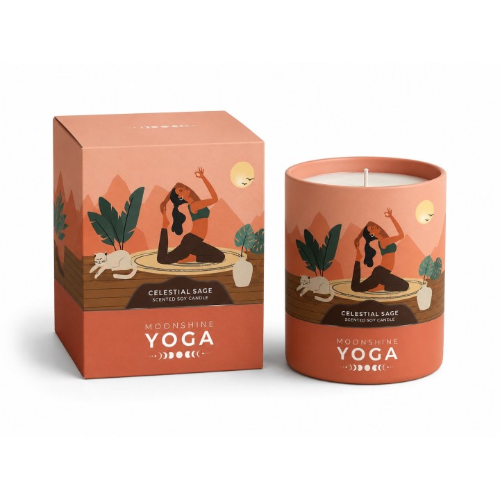 128 g. Moonshine Yoga Soy Scented Candle in Glass Jar in Tube Packaging MYCAT128 Celestial Sage - zdjęcie produktu