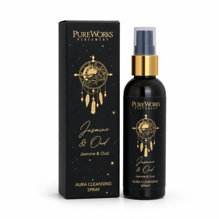 100 ml. Esoteric Collection Aura Cleansing Spray in Amber PET Bottle with Gold Spray Pump in a Lock Box ESRF100 Jasmine & Oud ( 