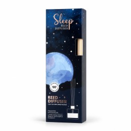 100 ml. Aromatheraphy Sleep Reed Diffuser in Round Glass Bottle with Metal Collar ARSLRD100 Sleep - zdjęcie produktu