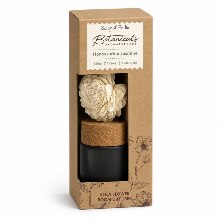 120 ml. Botanical Aromatherapy Room Diffuser with Sola Flower in Frosted Round Jar BTRD120 Honeysuckle Jasmine - zdjęcie produkt