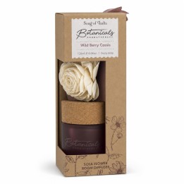 120 ml. Botanical Aromatherapy Room Diffuser with Sola Flower in Frosted Round Jar BTRD120 Wild Berry Cassis - zdjęcie produktu