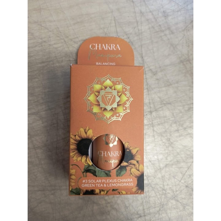 10 ml. Chakra Mantra Balancing Aromatherapy Oil in Amber Glass Bottle in Cardboard Box CMAO10 Solar Plexus Chakra (Manipura): G