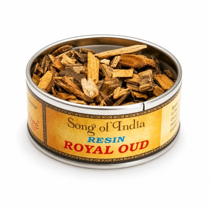 Naturalne kadzidło do spalania Royal Oud (drewno agarowe) puszka 25g Song of India - zdjęcie produktu