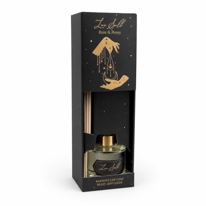 50 ml. Esoteric Reed Diffuser with 4 Sticks in Round Glass Jar in Lock Box ESRD50 Rose & Peony (Love Spell) - zdjęcie produktu