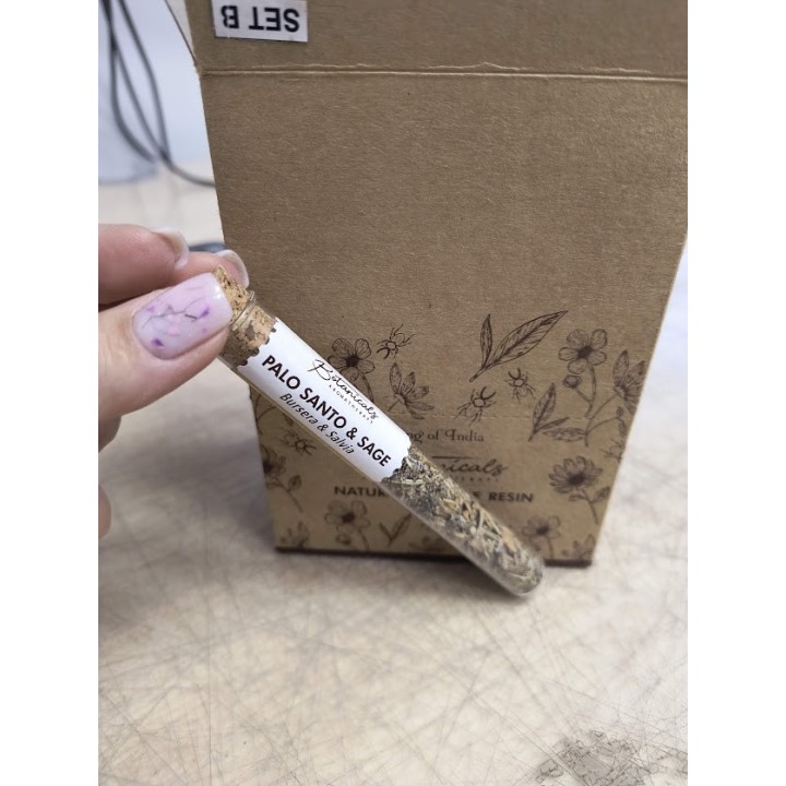 Botanical Aromatherapy Resin in Glass Tube & Cork BTRES Palo Santo & Sage