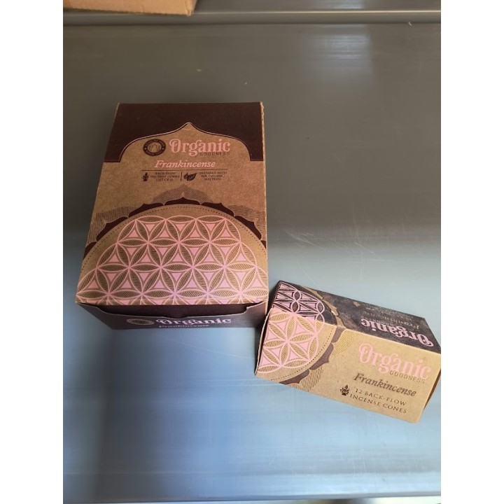 Organic Goodness 12 Back-Flow Incense Cones (Set of 6) INCBFOR Frankincense
