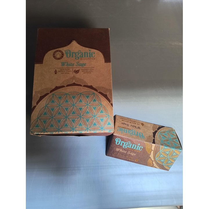 Organic Goodness 12 Back-Flow Incense Cones (Set of 6) INCBFOR White Sage