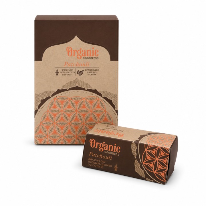 Organic Goodness 12 Back-Flow Incense Cones (Set of 6) INCBFOR Patchouli - zdjęcie produktu