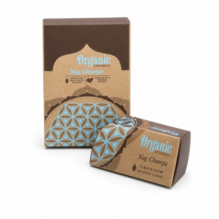 Organic Goodness 12 Back-Flow Incense Cones (Set of 6) INCBFOR Nag Champa - zdjęcie produktu