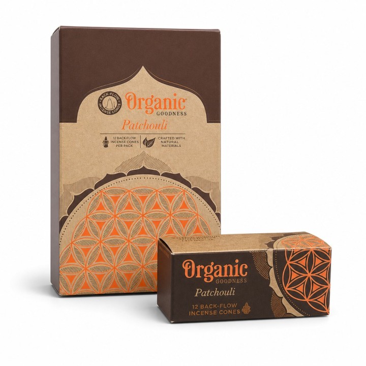 Organic Goodness 12 Back-Flow Incense Cones (Set of 6) INCBFOR Patchouli - zdjęcie produktu