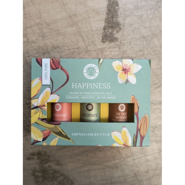 3 Aromatherapy 5 ml. Essential Oil Amber Bottles (Set of 3) in AREO05GB Happiness