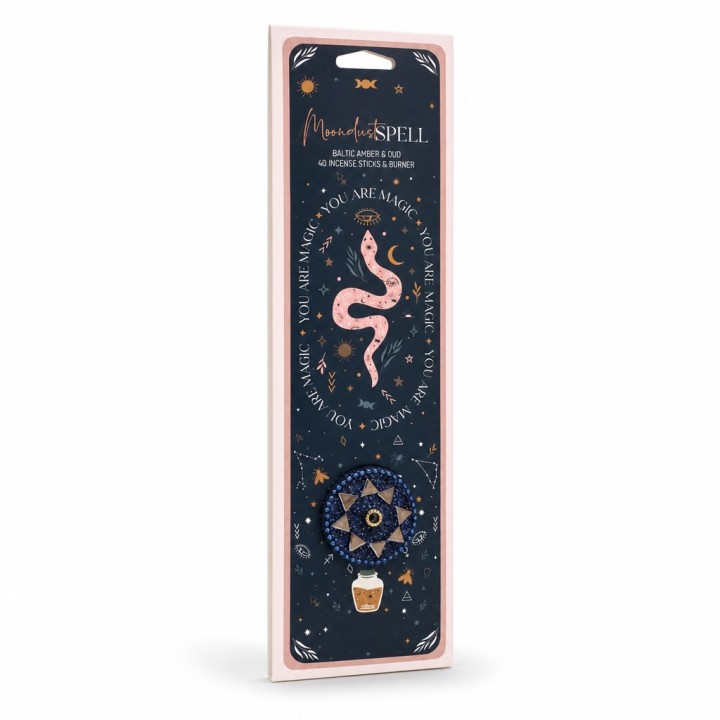 40 Celestial Magic Colored Incense Sticks with Mirror Lac Holder in Cardbaord Pouch CSIN40H/1 Moondust Spell - zdjęcie produktu