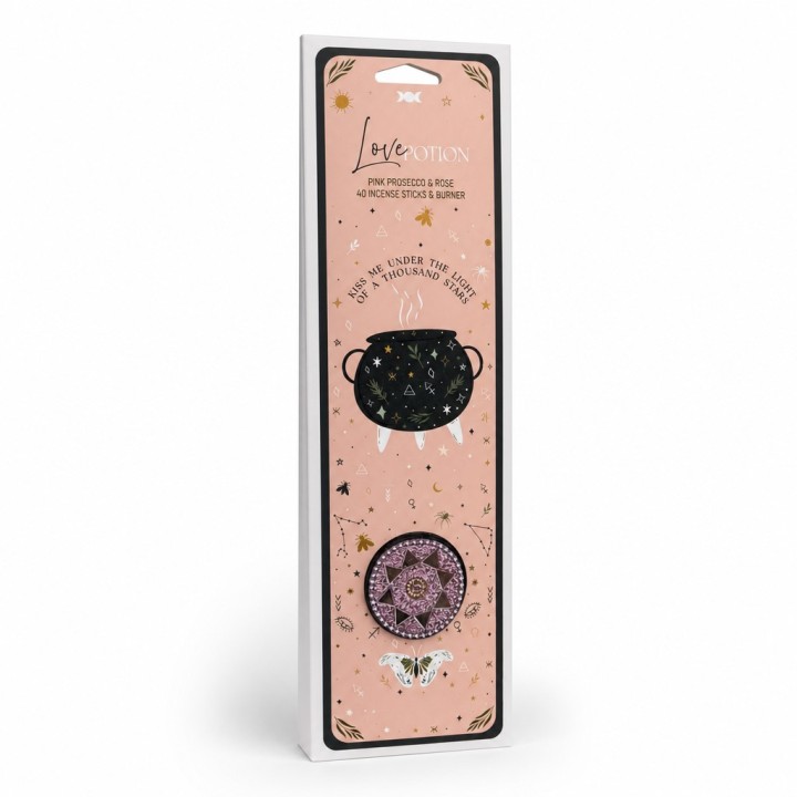 40 Celestial Magic Colored Incense Sticks with Mirror Lac Holder in Cardbaord Pouch CSIN40H/1 Love Potion - zdjęcie produktu