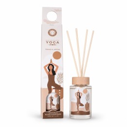 30 ml. Moonshine Yoga Reed Diffuser in Round Glass Jar with 4 Reed Sticks in Hanging Cardboard Pack MYRD30 Tranquil Woods - zdję