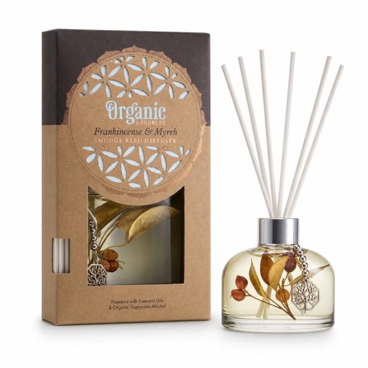 150 ml. Organic Goodness Smudge Reed Diffuser in Flat Bottle ORSRD150 Frankincense & Myrrh - zdjęcie produktu