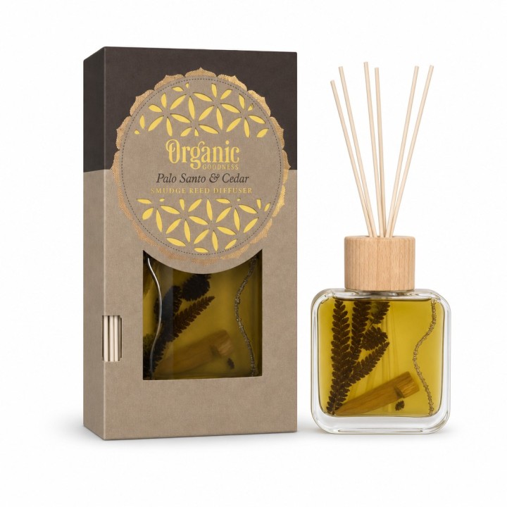 150 ml. Organic Goodness Smudge Reed Diffuser in Flat Bottle ORSRD150 Palo Santo & Cedar - zdjęcie produktu