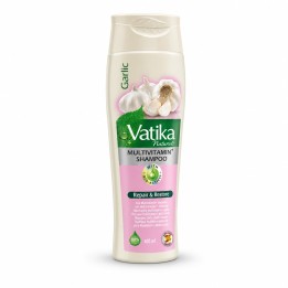 Szampon Czosnkowy z Henną Multivitamin 400ml Vatika Dabur - Wzmacniający, Włosy Łamliwe i Wypadające - zdjęcie produktu