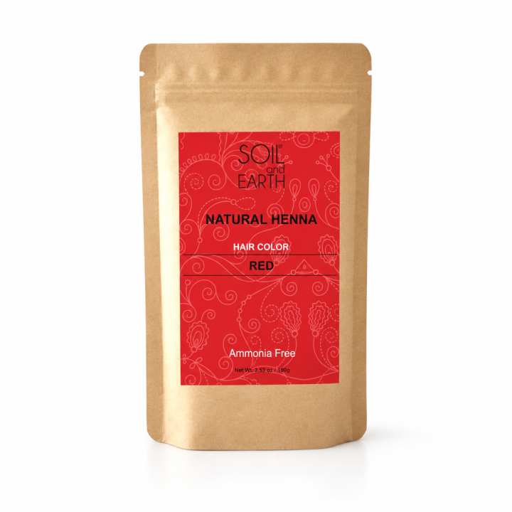 Naturalna Henna do włosów Indyjska CZERWONA 100g Soil &Earth - zdjęcie produktu