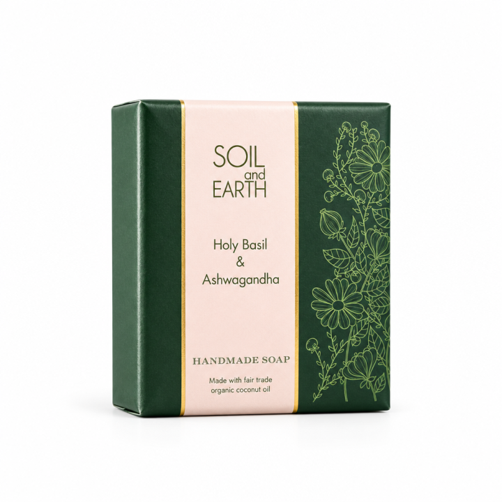 Mydło Orientalne 100% VEGAN ŚWIĘTA BAZYLIA TULSI 100g Soil & Earth chroni skórę i nawilża - zdjęcie produktu