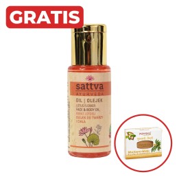 Olejek do twarzy i ciała Kwiat lotosu 50ml Sattva + gratis mydło