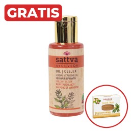 Ziołowy olejek rewitalizujący wspomagający porost włosów (ciemne szkło) 100ml Sattva + gratis mydło