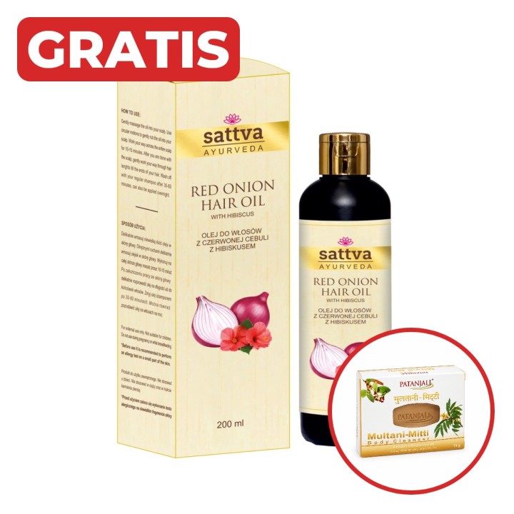 SATTVA OIL HAIR RED ONION 200ML + gratis mydło