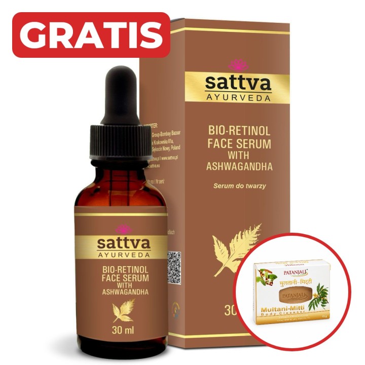 SATTVA BIO RETINOL SERUM Z ASHWAGANDHĄ, 30ML + gratis mydło