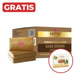 SATTVA HENNA W KOSTCE CIEMNY BRĄZ/DARK BROWN 240G (3 X 80G) + gratis mydło